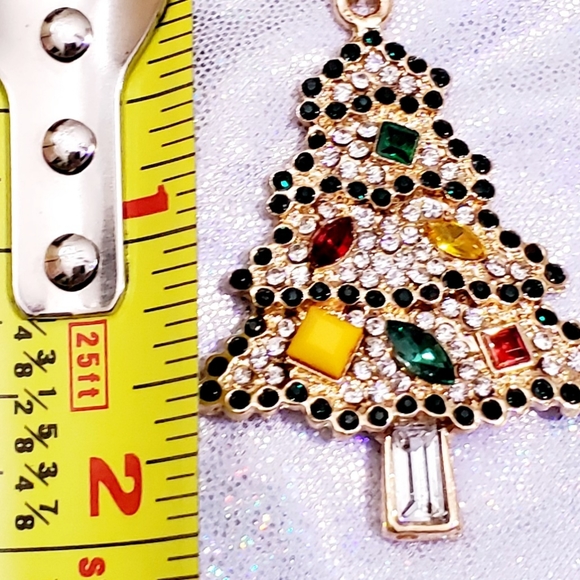 Gold-plated multicolored crystal Christmas tree pendant necklace - Picture 12 of 12